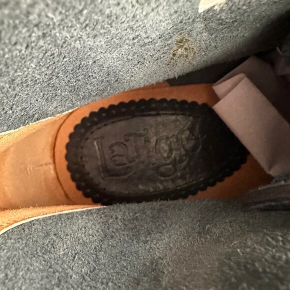 Latigo Isaac Chukka Two Hole Lace Up Wood Heel Navy Gray Booties 9 - Picture 5 of 7